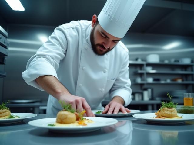 Chef preparing gourmet food on-site