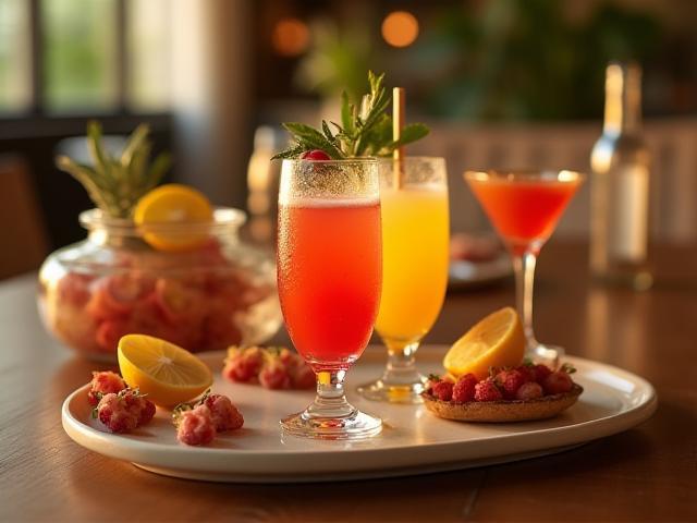 Cocktail party setup with elegant platters and drinks
